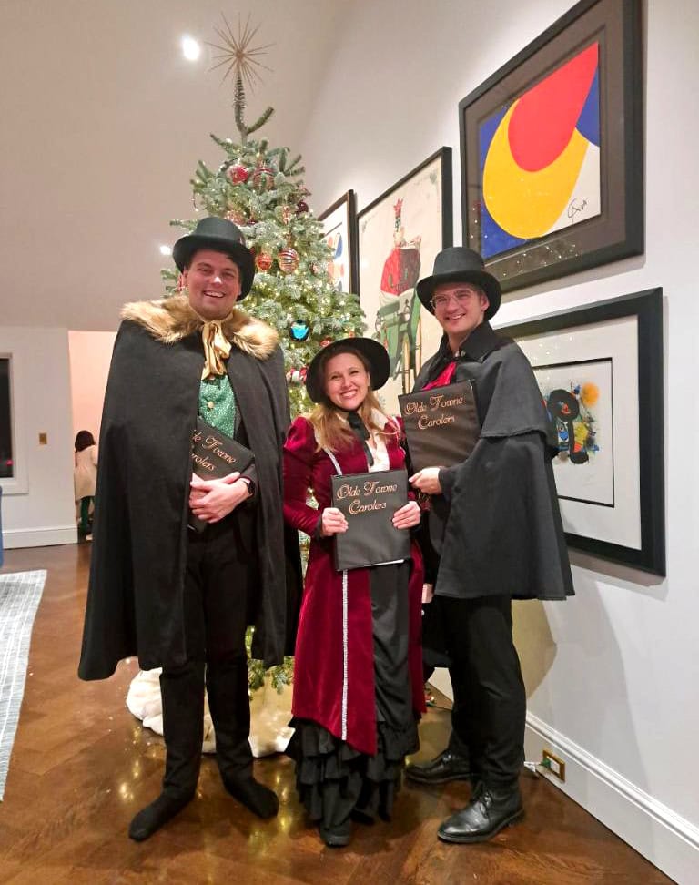Caroling for an art gallery in New York.
