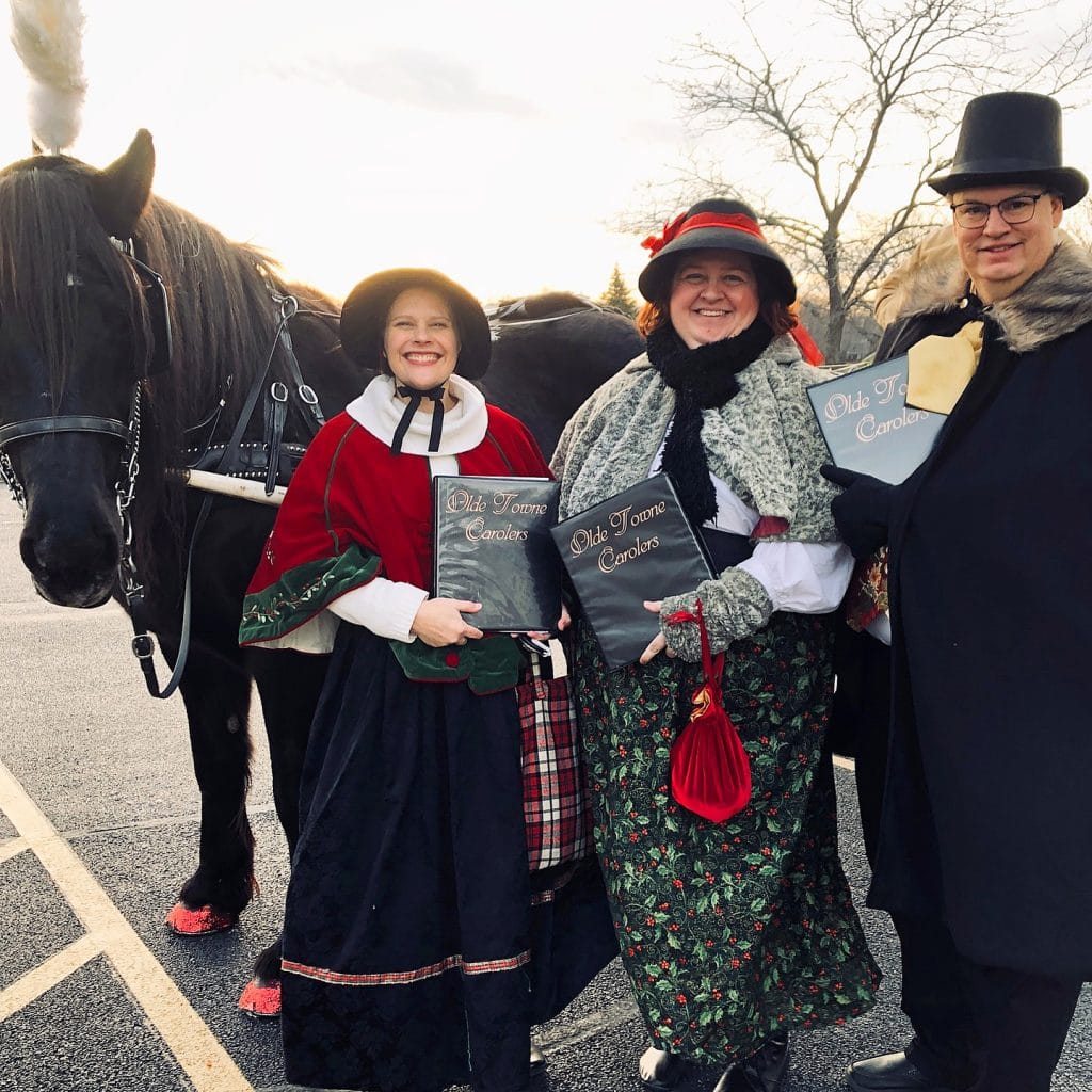 Darlene, Kat, and Peder make a new friend at the Glendale Heights, IL, annual tree lighting.