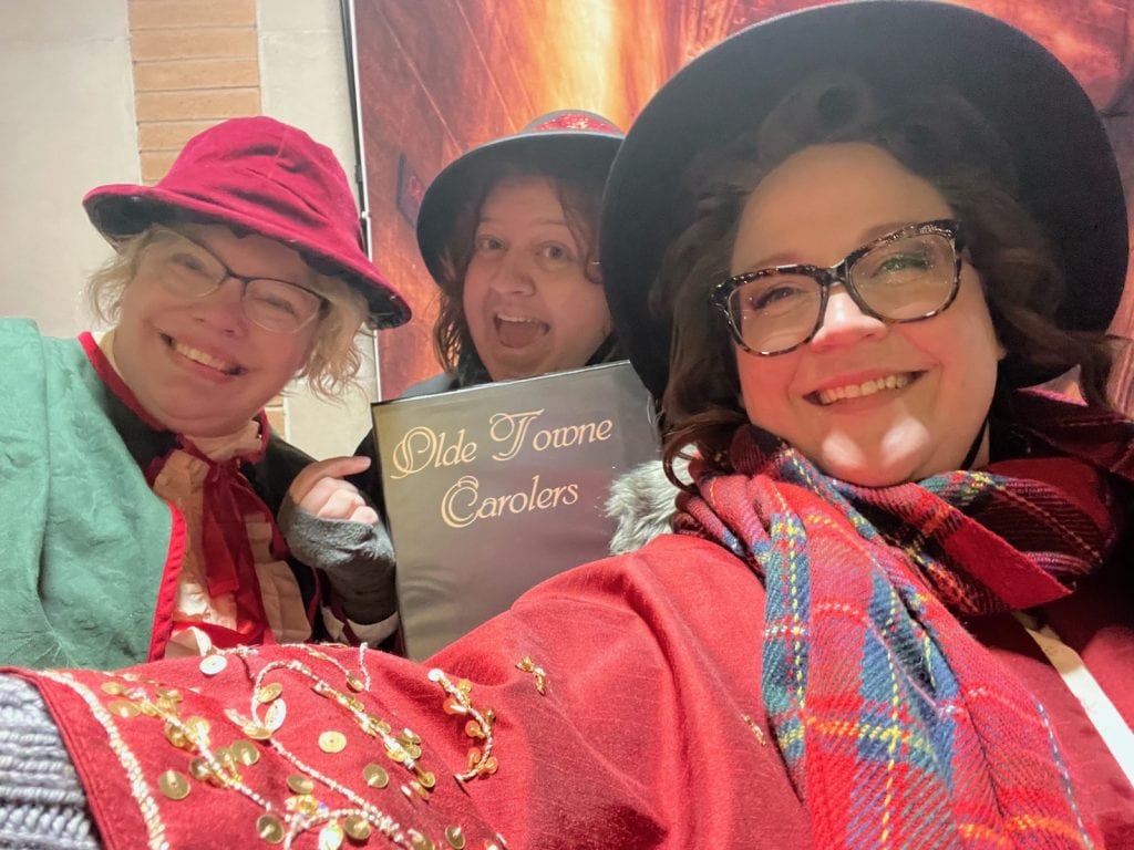 Caroling selfie! Delivering a singing carol-gram in Chicago, IL.