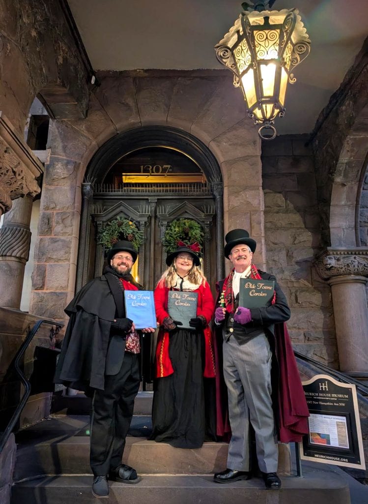 The carolers head in for a performance at the Heurich House Museum in Washington, DC.