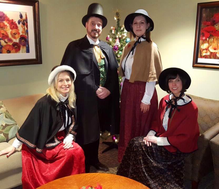 Jennifer, Kevin, Paula, and Marisa take a breather during a performance the Owen Brown Community Center in Columbia, MD.