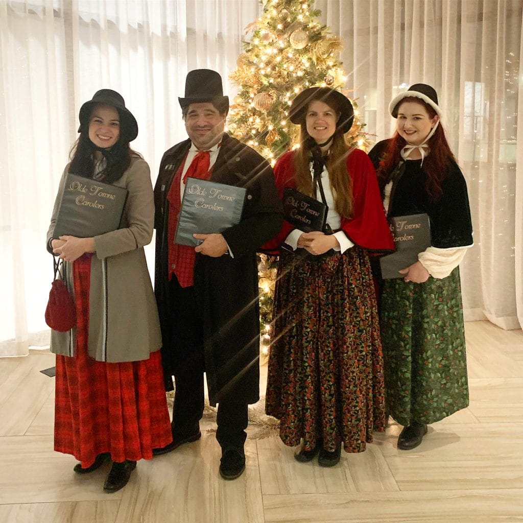 Our carolers entertain at the Edison Lofts apartment complex in West Orange, NJ.