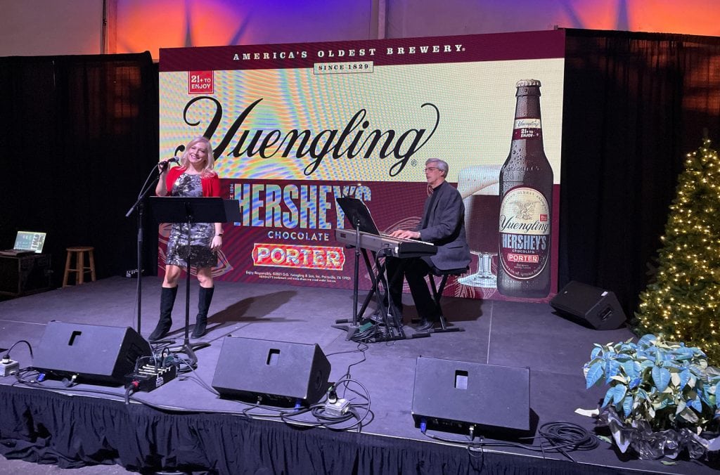 Jennifer and Terry perform on the main stage at Bethlehem's Christkindlmarkt in 2021.
