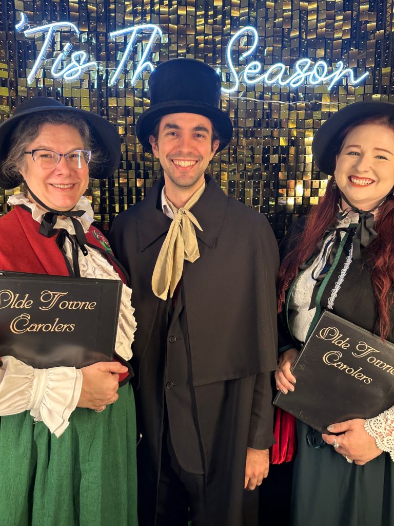 Caroling at the New York Marriott Marquis Hotel in Midtown.