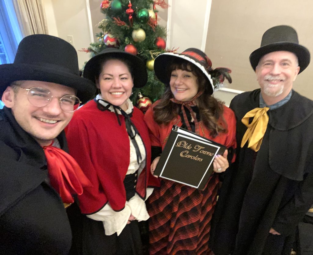 Caroler selfie while performing at the New York Athletic Club.