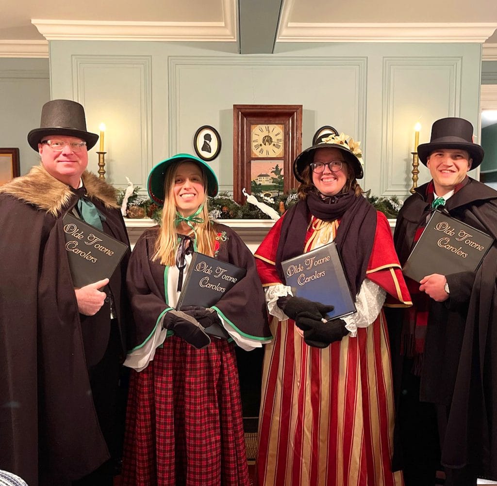 Olde Towne Carolers carol for the historical Samuel T. Brownlee House in Washington, PA, outside Pittsburgh.