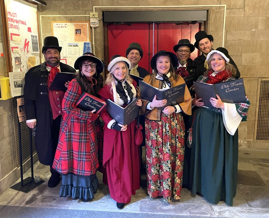 An octet of our carolers perform for a winter wedding in Allentown, PA.